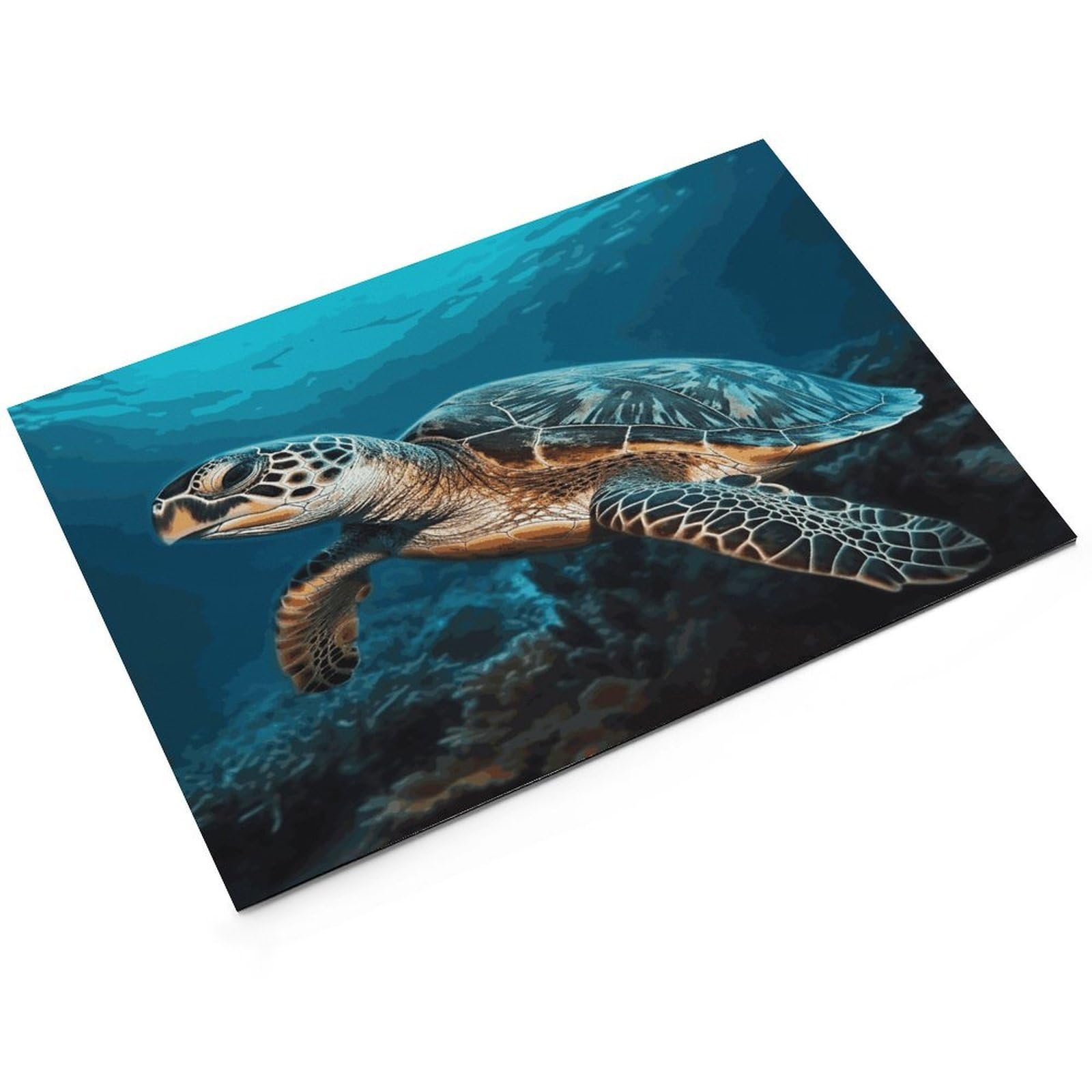 Sea Turtle2 Tapis de nourriture pour chat – Tapis d'alimentation antidérapant pour chien facile à nettoyer pour la nourriture et l'eau, tapis de gamelle pour chien et chat, 61 x 81,3 cm