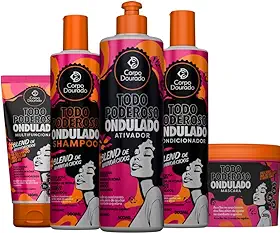 Kit Completo Todo Poderoso Ondulado - Shampoo, Condicionador, Máscara, Multifuncional e Ativador - Corpo Dourado 2A a 2C - Cuidado Completo para Ondas Definidas e Brilhantes
