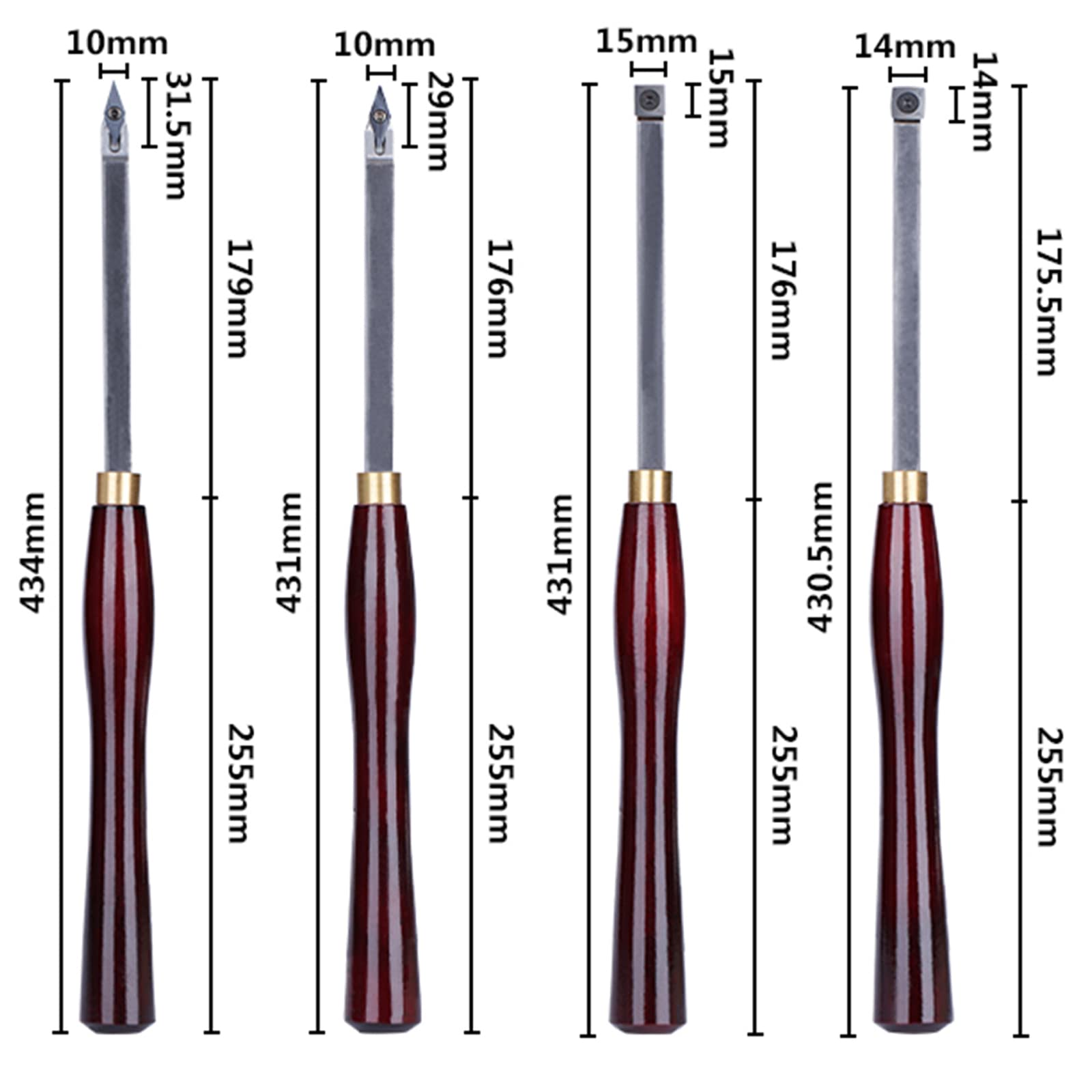 Set Di 4 Utensili Per Tornio in Carburo, Utensili Per Tornitura in Legno, Strumenti Per Tornio Con Comoda Impugnatura Per Tornio, Strumenti Per Tornio Fai Da Te E Hobbisti