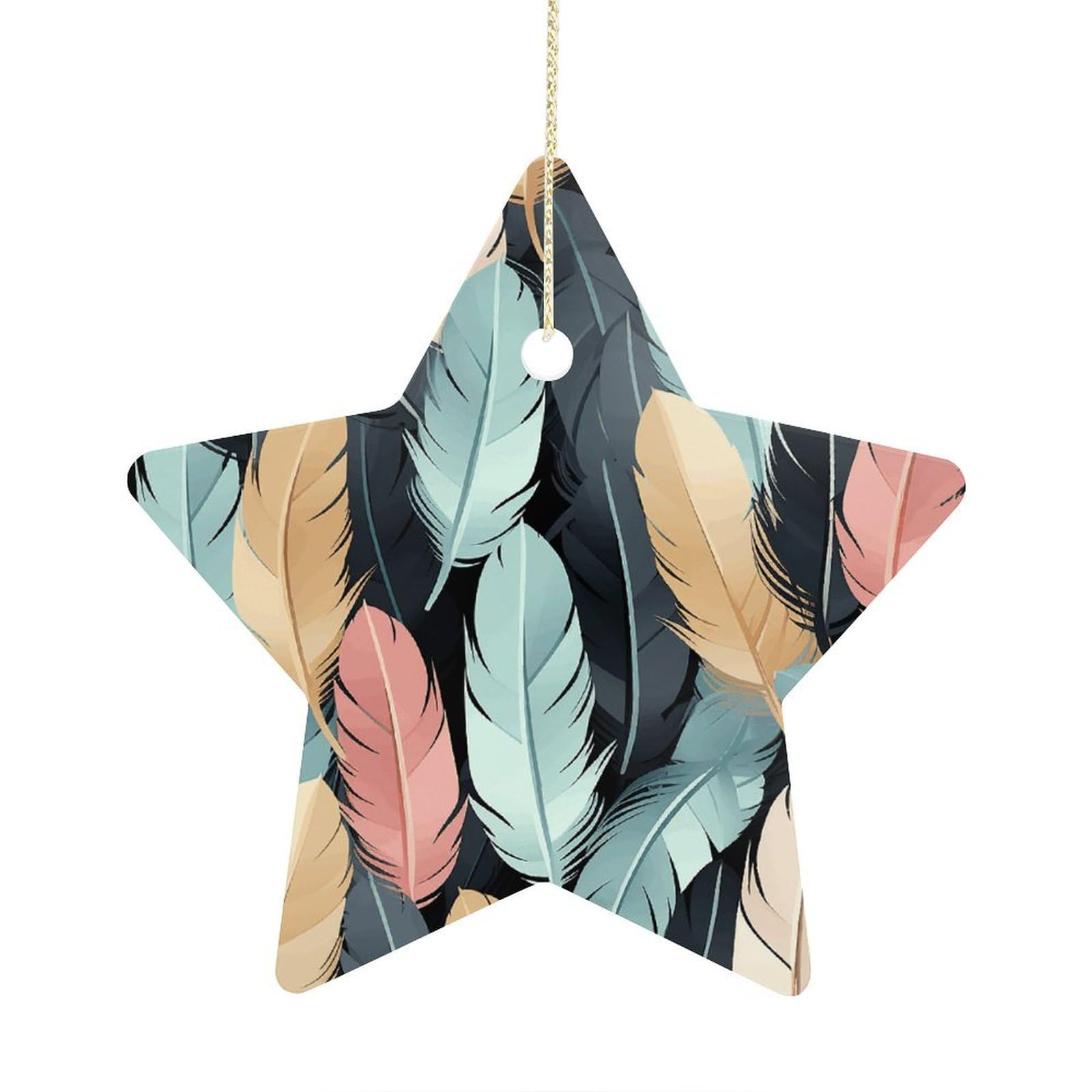 Fodpand Women's Style Feather Ornament With String, Keepsake Hanging Decorations,Ceramic Ornaments For Men Indoor Home Holiday Party Gifts