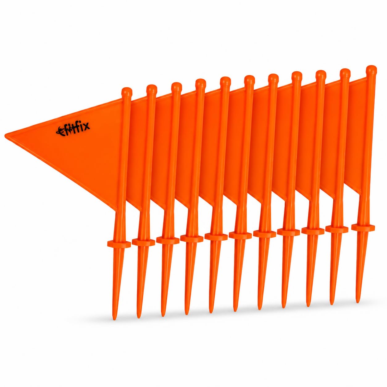 Fitfix Boundary Flag for Marking for All Sports Cricket, Football etc (Color May Vary) - Set of 10 Assorted Colour (Boundry Flag Orange 10 Pcs)