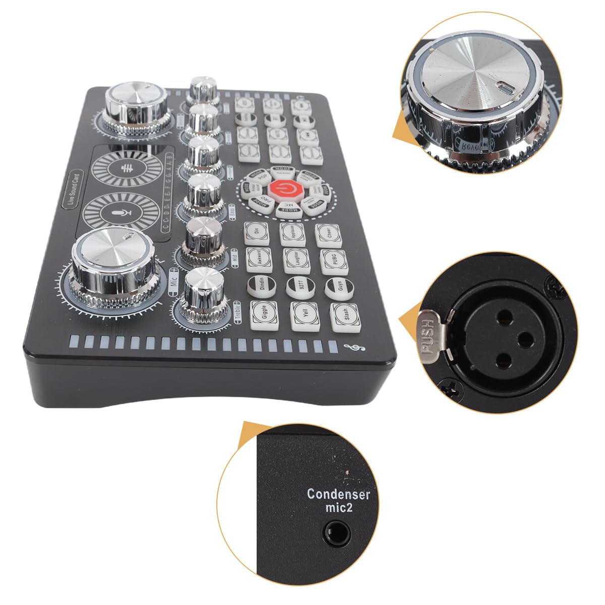 Alide Scheda audio Q7 Live, alimentazione Phantom a 48 V, riduzione del rumore di terza marcia per streaming live, podcast, voice over, canto, PC, smartphone