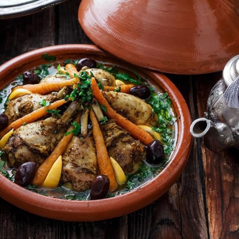TAJINE MAROCCHINO Pentola Marocchina in Terracotta Naturale Senza Smalto cm 22 x 16 h per 1-2 Persone