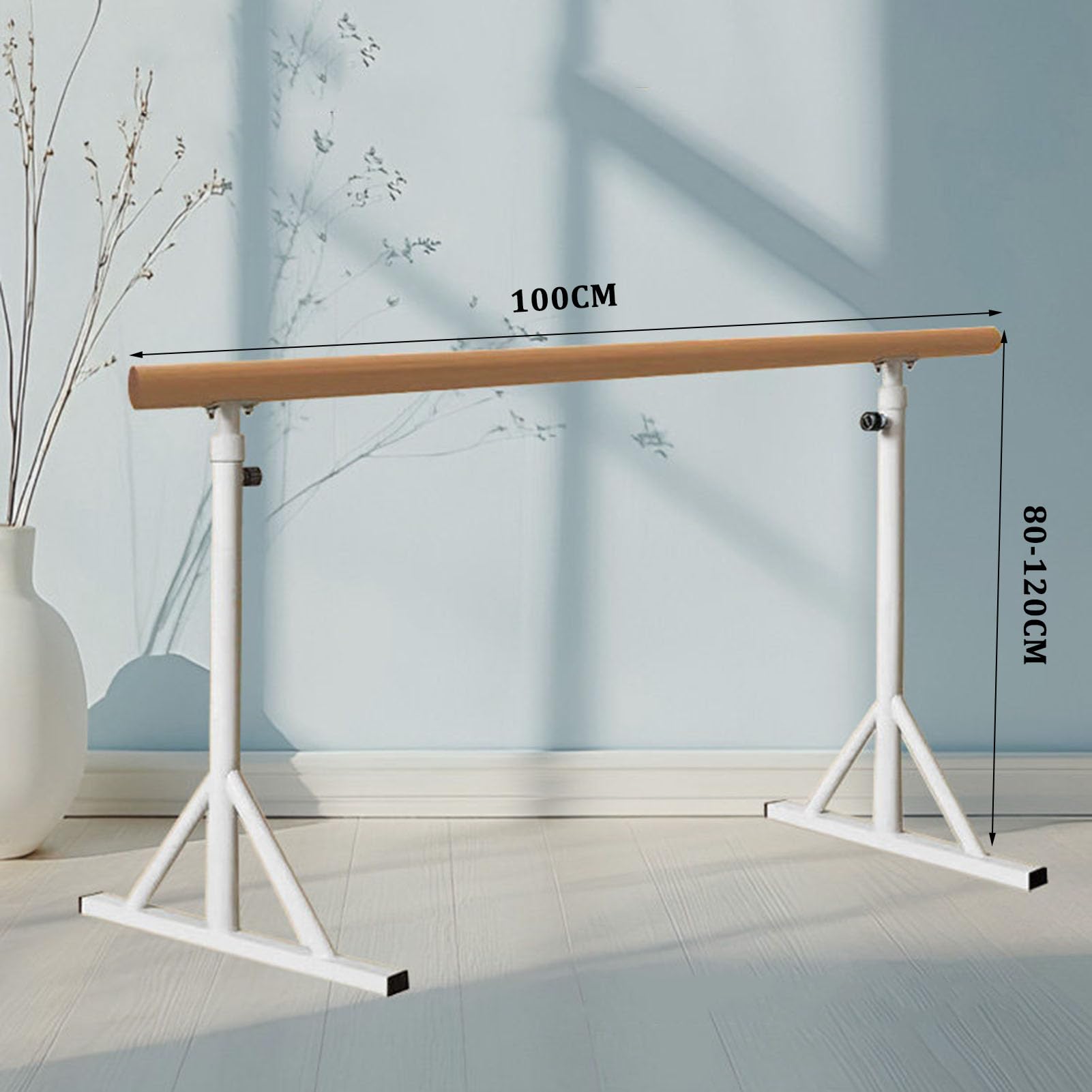 Barra de ballet de Madera Maciza Ajustable en altura Barra de Ejercicios