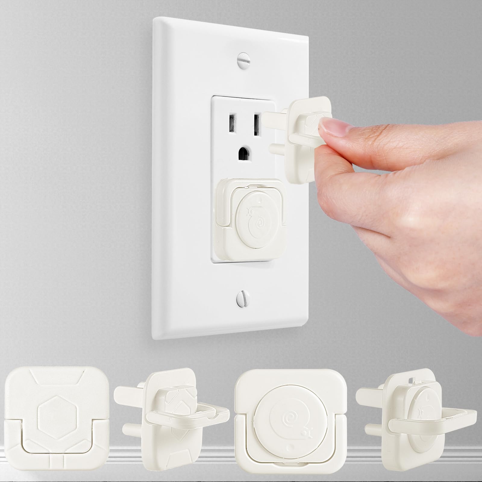Outlet Covers Baby Proofing, 54 Pack Child Proof Plug Socket Covers Electric Plug Protectors Safety Caps with Hidden Pull Handle, for US 3-Prong,