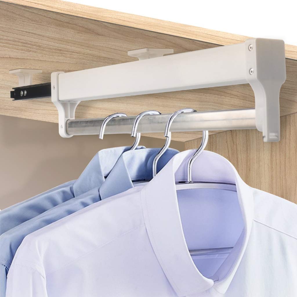 BDAYEK Wardrobe rail Pull-out Clothes Rail for Closet,Extendable Metal Rod 30-60cm,Pull Out Wardrobe Clothing(600mm/23.6inch)