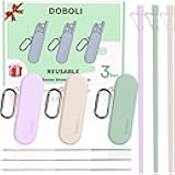 Doboli Reusable Straws with Case,12 inch Long Silicone Reusable Straws with Case, Portable Straw Foldable Drinking Travel Straw, Compatible with Stanley Owala 40 oz 30 oz Cup Tumbler 3 Set