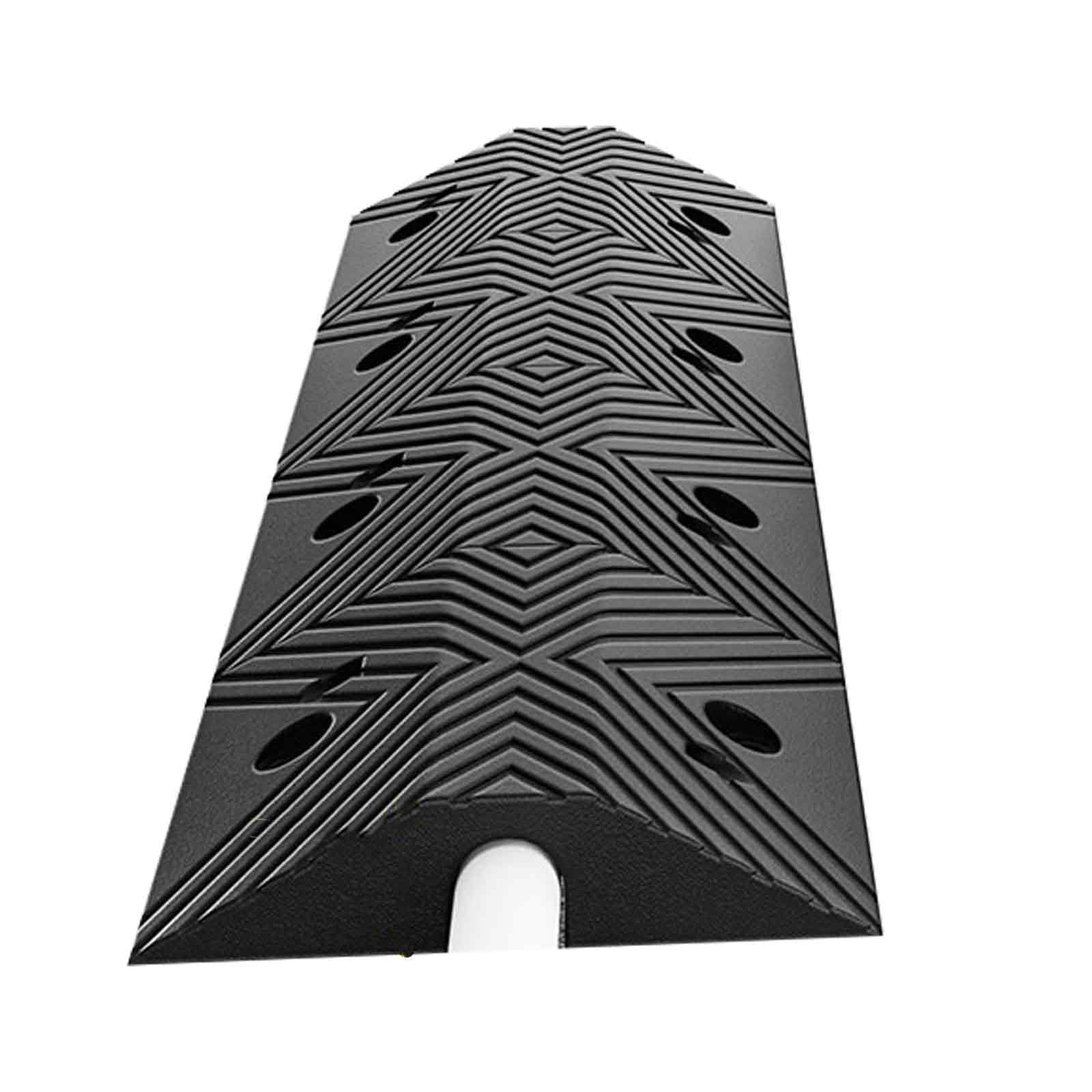 Protector de Cables de Manguera de Goma, Canaleta Cables Suelo de 10 Toneladas, Reductor de Velocidad de 1 Canal, Pasacables Suelo Amarillo y Negro(5x5cm/2x2in)