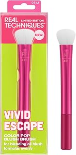 Real Techniques Vivid Escape Color Pop Blush Brush - Multipurpose for Liquid Cream Blush, Soft Synthetic Bristles, Cruelty-Free Vegan