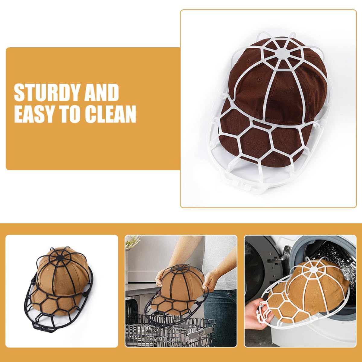 Supporto per Cappelli da Baseball in Plastica Bianca, Gabbia Protettiva per Lavaggio Facile e Comodo, Set da 2 Pezzi per Pulizia e Conservazione Sicura del Berretto