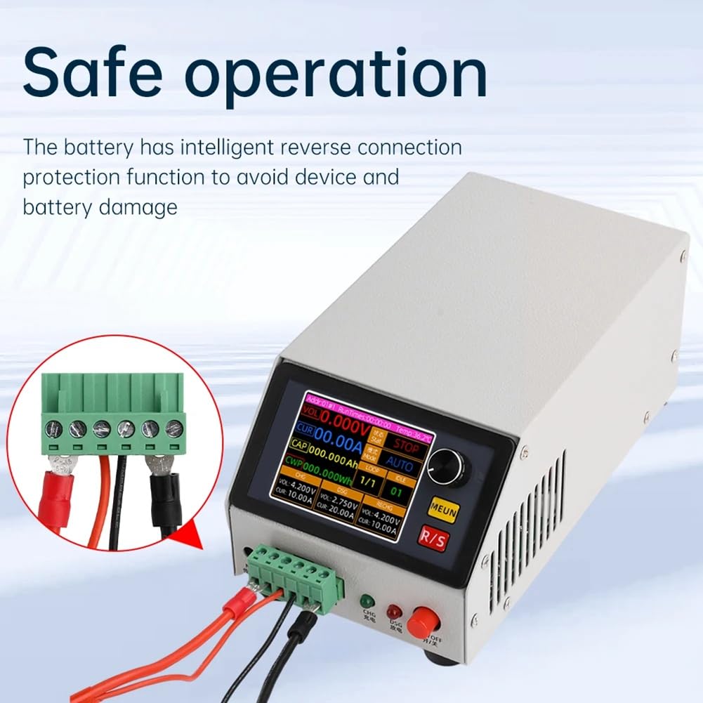 BT1CHN-18V-1020 Comprobador de Capacidad de Batería para Carga y Descarga. Comprobador Electrónico de Carga. Comprobador de Cargador de Energía. Enchufe Europeo.