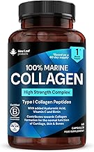 Pure Marine Collagen 100% Marine Collagen Type 1 Hydrolysed Collagen Peptides Enhanced with Hyaluronic Acid & Vitamin C -Essential Amino Acids - Collagen Supplements for Women and Men, 60 Capsules