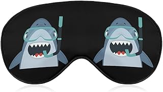Cute White Shark with Diving Soft Eye Mask with Adjustable Strap Light Blocking Night Sleeping Travel Nap for Men Women