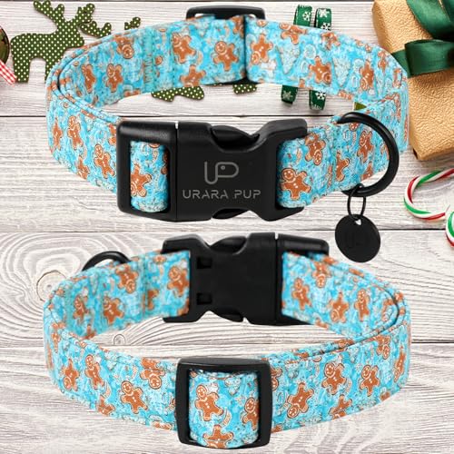 Image of Christmas Dog Collar,Adjustable Gingerbread Pet Collar,Chriatmas Puppy Collars for Small Medium Large Dogs, L,Neck 16-24in