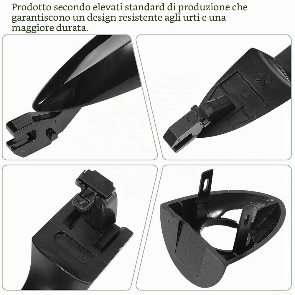Zoegneer 1 coppia di maniglie per porta anteriore nere per auto, set di impugnature esterne per porta per Alfa Romeo Giulietta Mito Lancia Y OEM 2156145296 156145295 in plastica