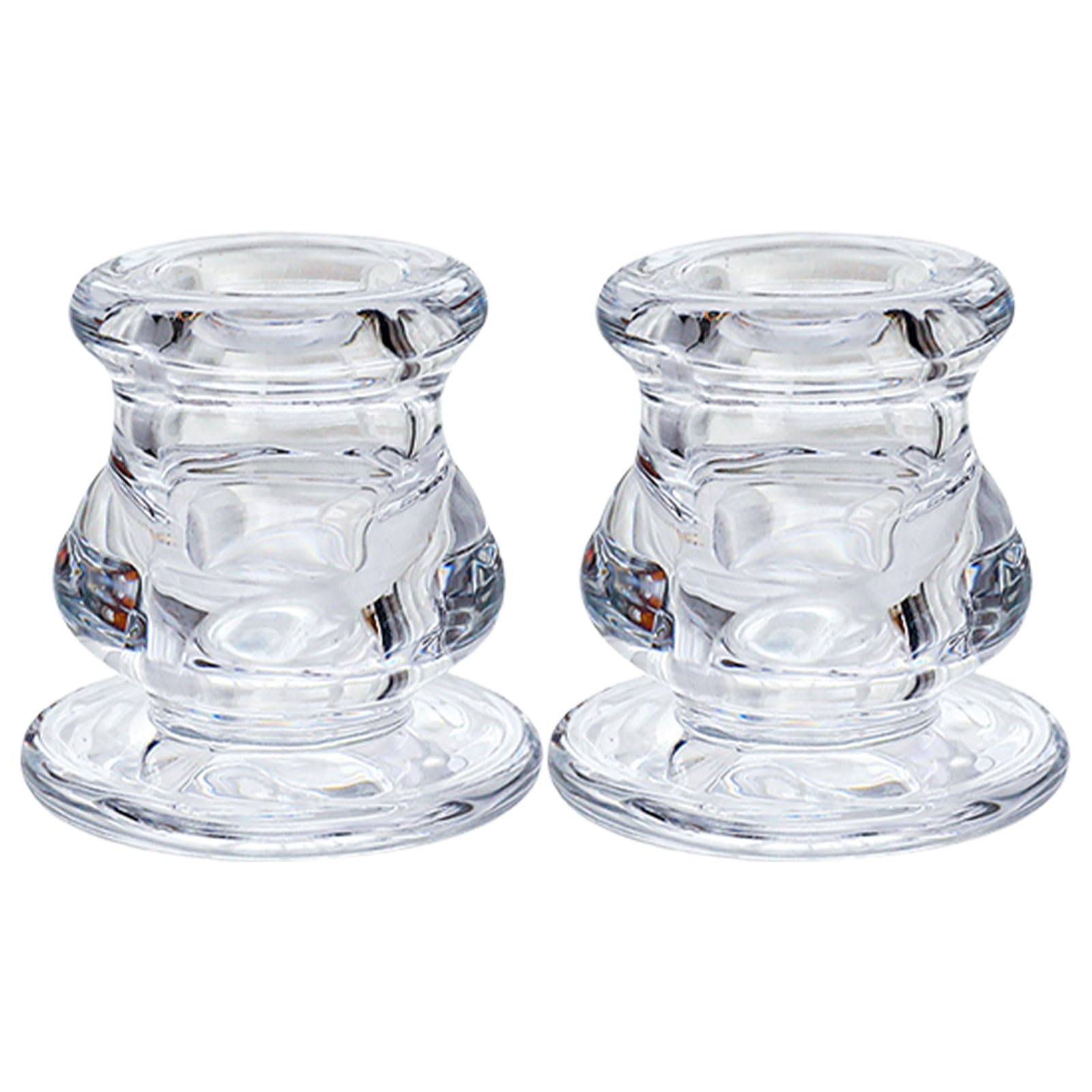 Carotoe B Glass Taper Holder 2Pack, Clear Table Candlestick For Intimate Weddings & Living Room Decoration Wedding Table Decors
