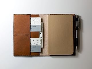 Leather Journal Case with Pockets and Pen Holder with Lined Paper Refillable Leather Cover of Natural Color Full-Grain Horween Dublin Leather Personalized with Initials or Name Different Sizes Field Notes