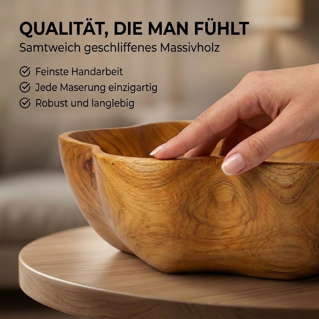 Wykwintna miska drewniana 20 cm drewno tekowe dekoracja drewno misa ręczna Bali Teak 07