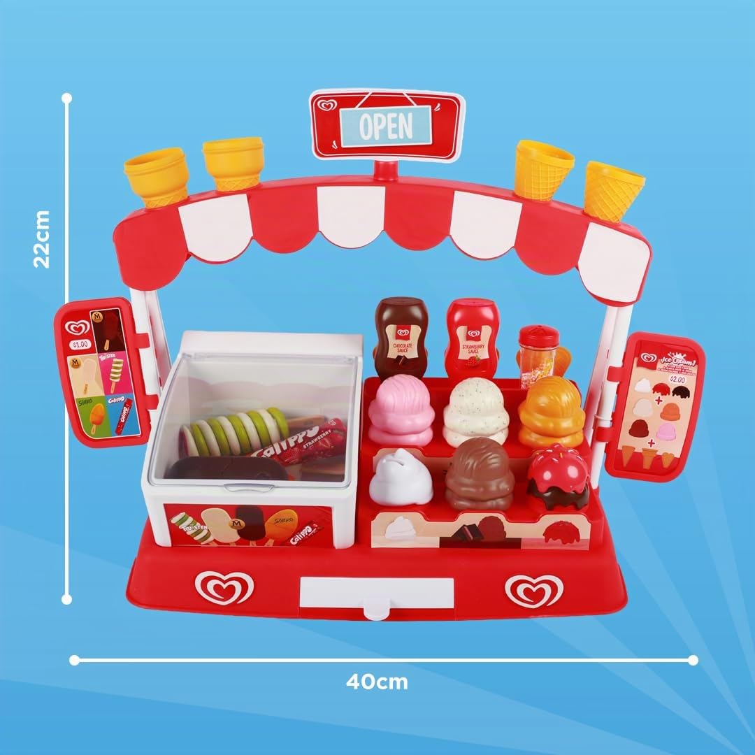 Casdon set gelateria giocattolo ufficiale Algida | Gelateria giocattolo per bambini dai 2 anni in su | Con freezer, espositore gelati, denaro finto e più di 35 pezzi