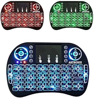 【 2019 Newest Version 3 Colors Backlit 】ARTRONIX 2.4GHz Multi-media Portable Wireless Mini Keyboard with Touchpad Mouse i8+ Backlight for Raspberry Pi , XBox 360, PS3 , Windows 7 8 10 , PAD , Android TV Box , IPTV , HTPC Backlight (Pack of 1)