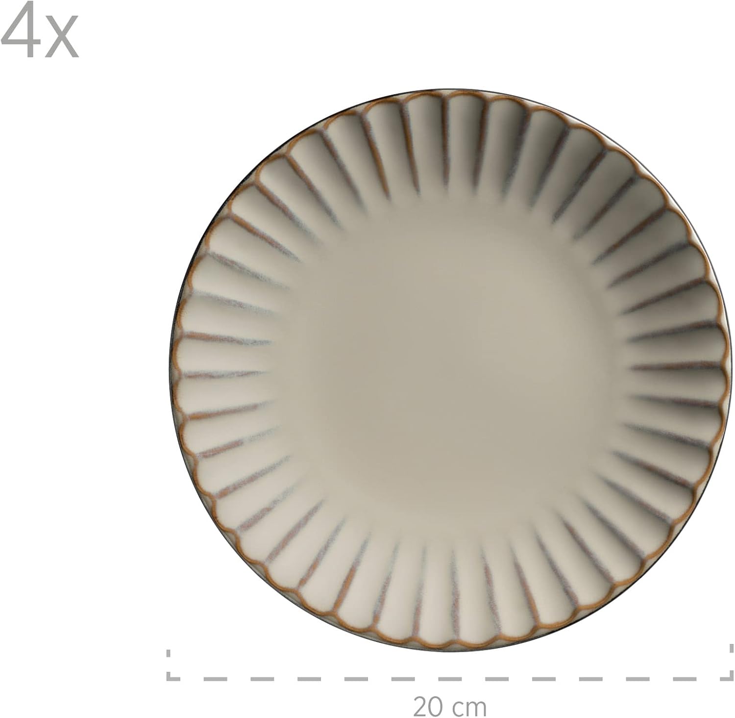 MÄSER 931963 Series Confino Crockery Set for 4 People in Modern Vintage Look, 20-Piece Ceramic Crockery Set in Beige with Black Accents, Stoneware