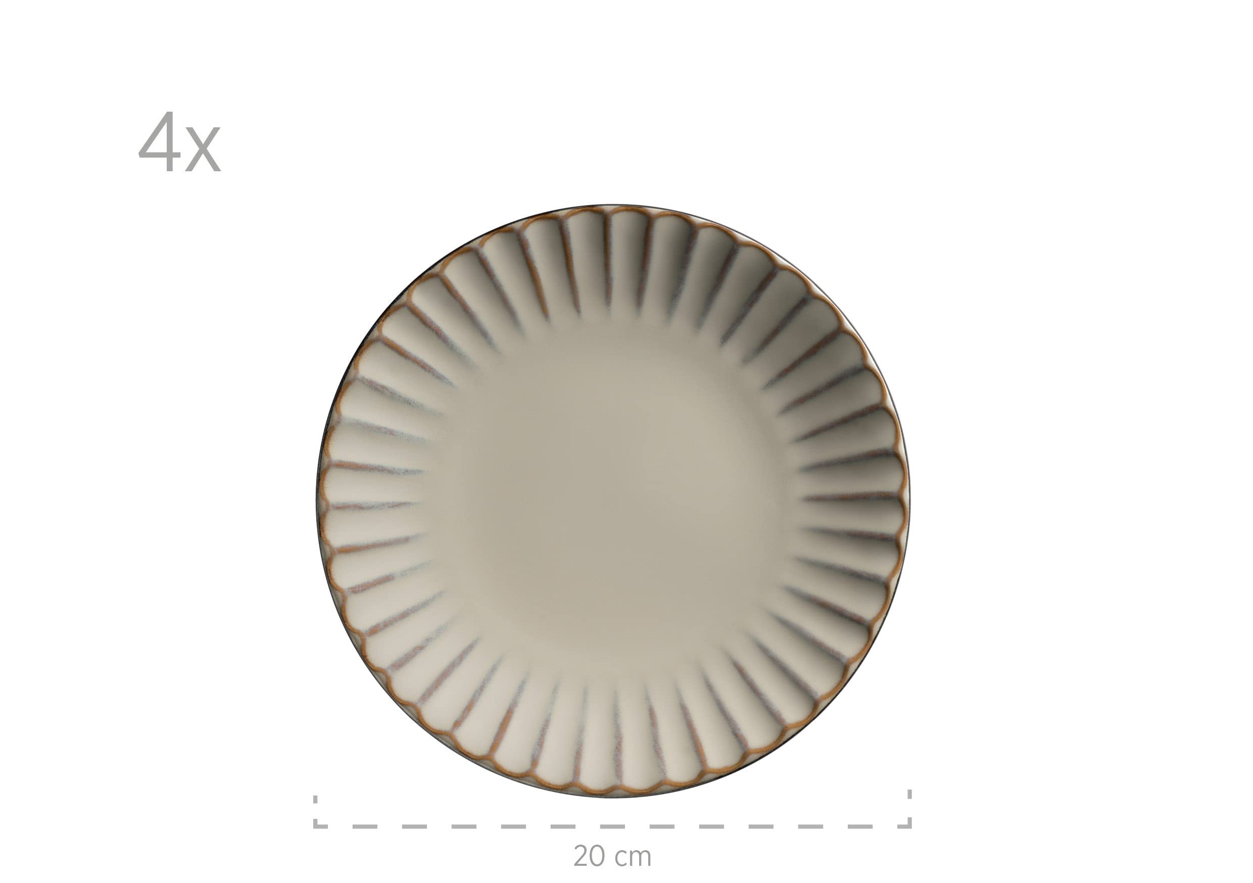 MÄSER 931963 Serie Confino Geschirr Set für 4 Personen im modernen Vintage Look, 20-teiliges Kombiservice aus Keramik in Beige mit schwarzen Akzenten, Steinzeug