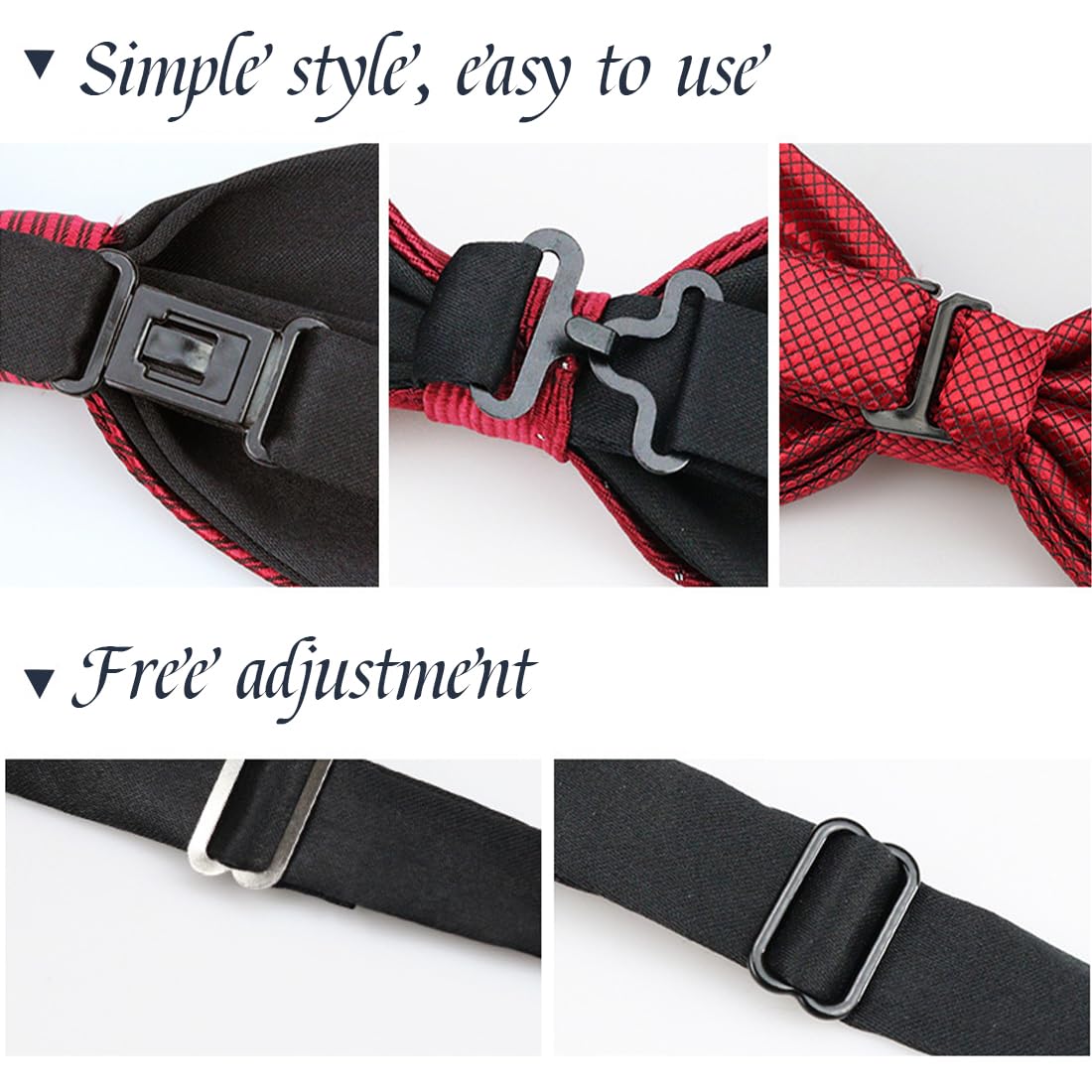 Papillon Uomo Rosso Bordeaux Elegante Regolabile - Classico Farfallino