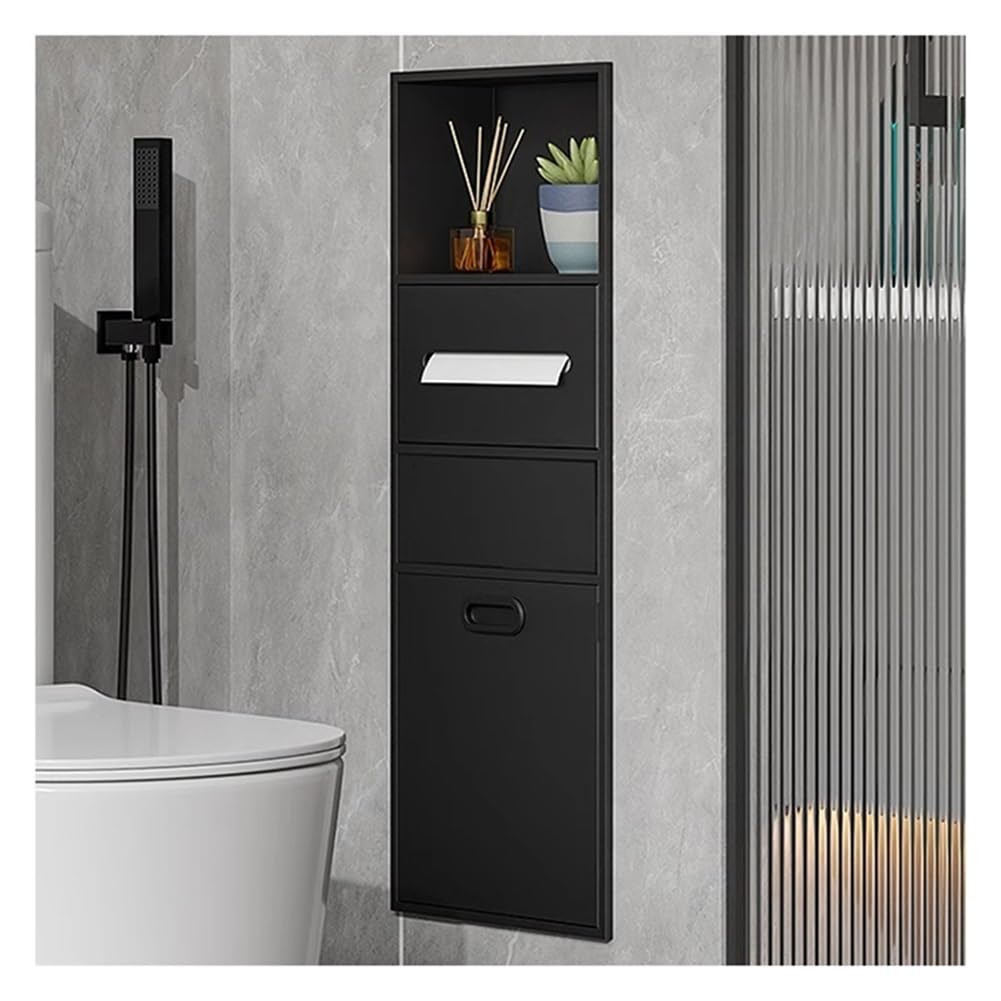 pujindu Shower Niche Brushed Stainless Steel Recessed Shower Caddy Bathroom Shelf Insert Stainless Steel Shelf with Trash Can