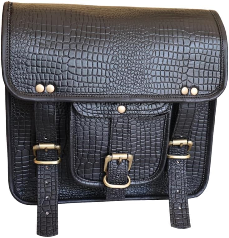 American Blue Set di 2 Borse da Moto in Vera Pelle, da Sella e Forchetta Vintage per gli Amanti della Bicicletta (Nero, 1 Bag)