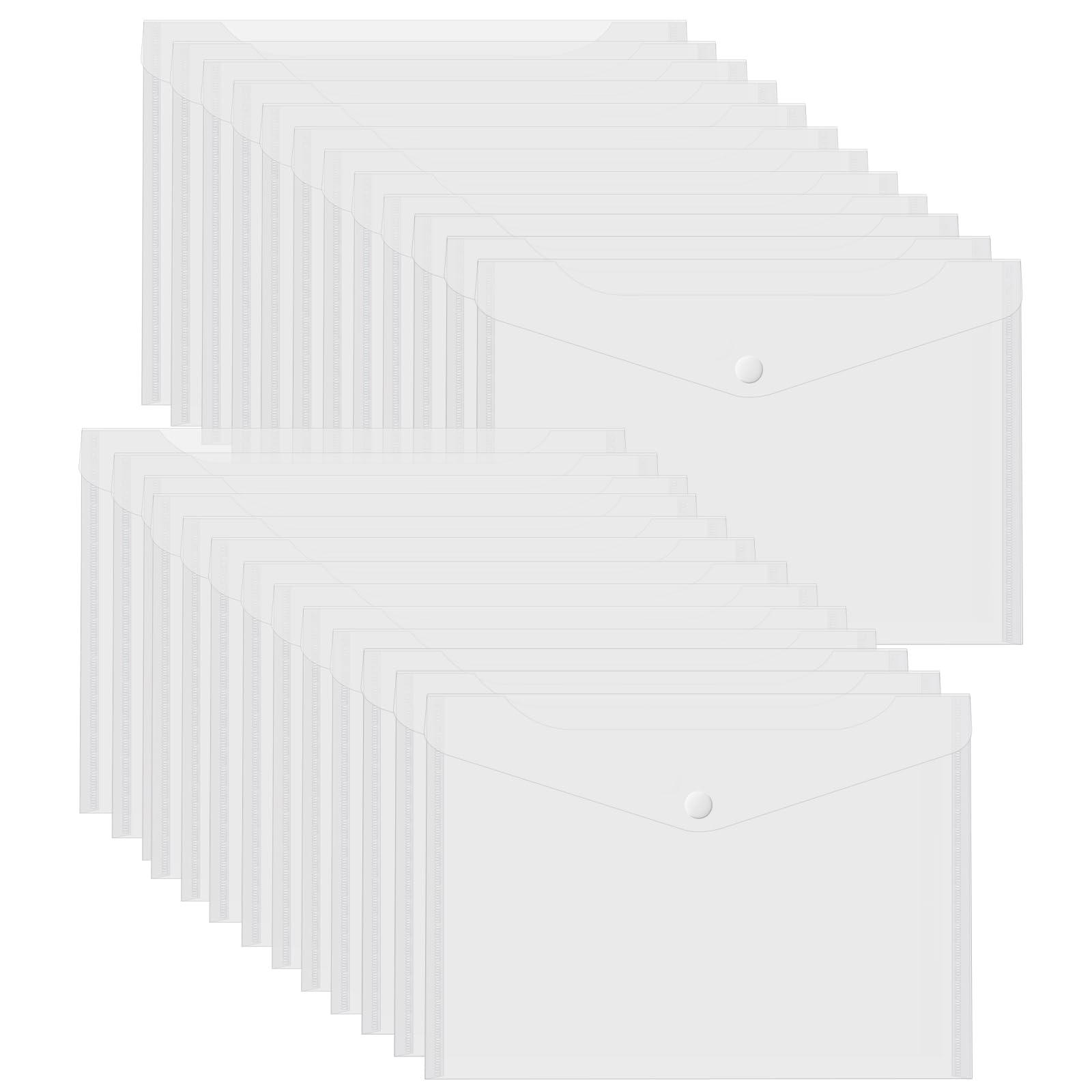 Binditek Clear Plastic Wallets, Popper Closure, A4 Size, 25 Pack