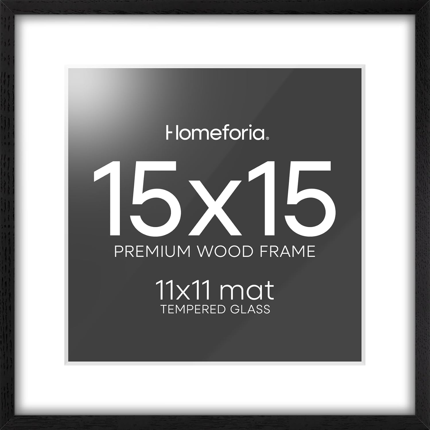Homeforia 15x15 Black Wood Frame with Tempered Glass