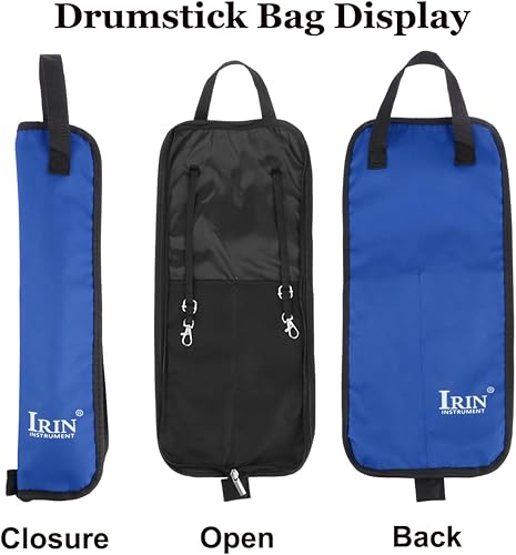 Miniatura 7 de Fiozinx Bolsa para baquetas, baquetas, soporte para baquetas, percusión, bolsa Oxford, regalo para bateristas, principiantes en banda (azul)