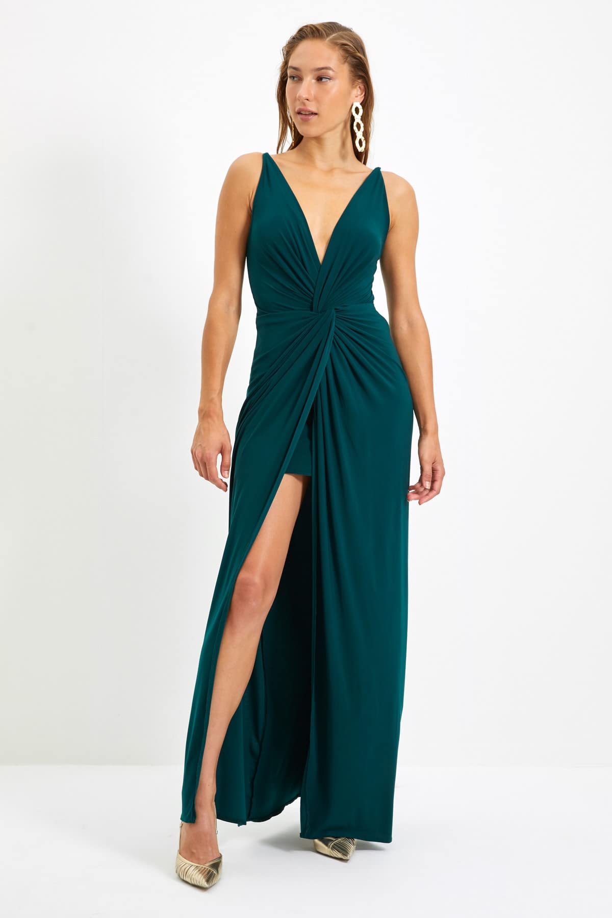 Trendyol Drapieren Sie Detailliertes Abendkleid & Abschlusskleid Abito da Sera Formale Donna (Pacco da 1)