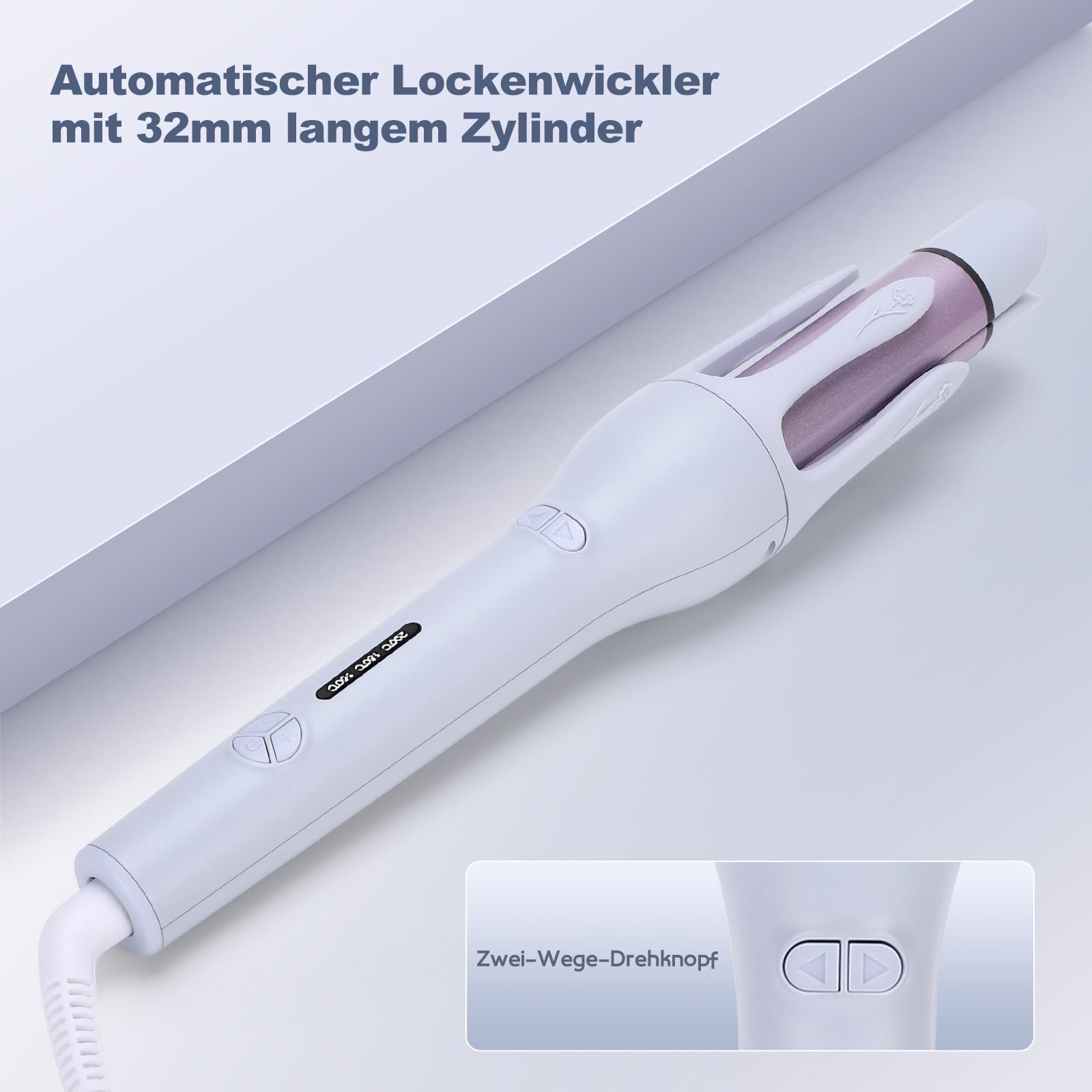 Automatischer Lockenstab 32mm, 2 in 1 Lockenstab und Glätteisen | Für mittellanges Haar, Universalspannung, Keramik-Beschichtung, Signalton, 360° drehbares Kabel inkl. hitzefeste Handschuhe