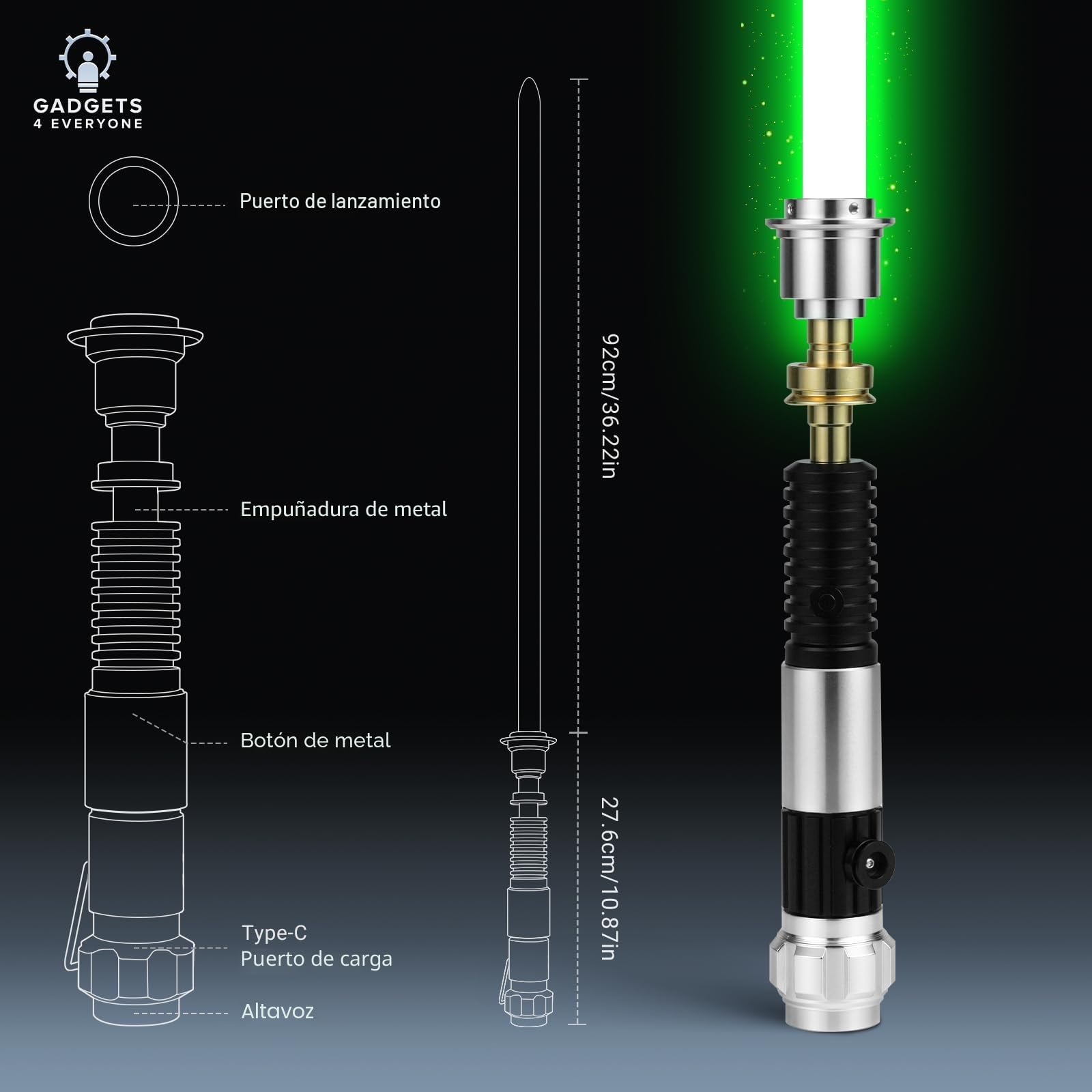 Sable de luz G4E con aplicación Bluetooth, oscilación suave, 16 fuentes de sonido, cambio de color RGB infinito, control de movimiento. RGB mejorado v3.0. Sable de luz para adultos y cosplay (Obi RGB