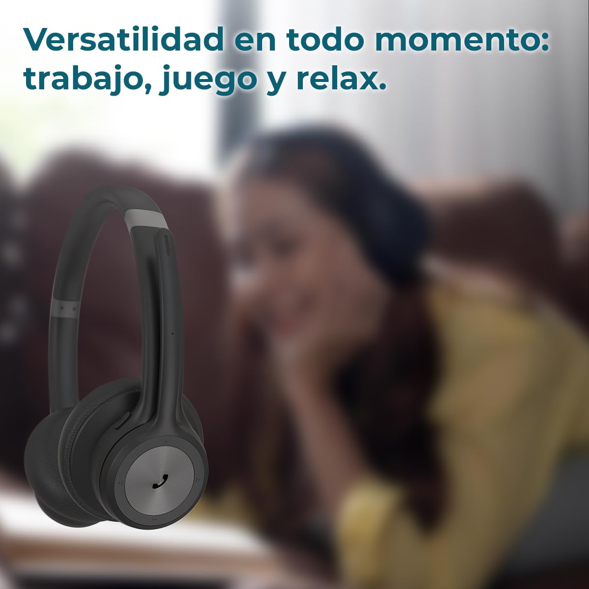 ADOC BT02 PRO Auriculares Bluetooth Biaurales con Micrófono Giro 270 Grados, Cancelación de Ruido, 45h de autonomía, Diadema Ajustable, Tecla multifunción, Compatible con Smartphones, Ordenadores, etc