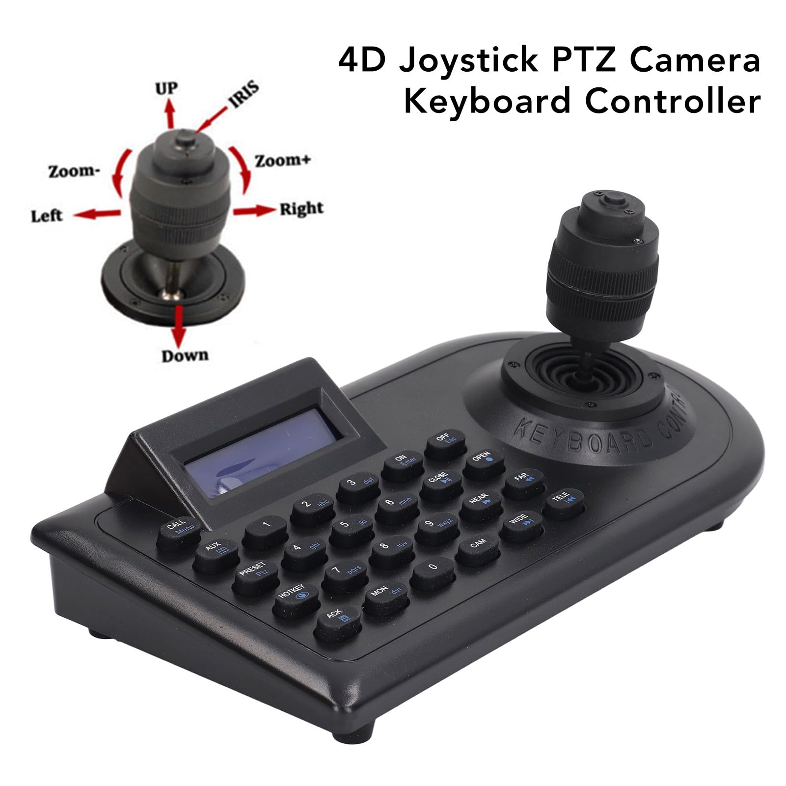 Tastiera LCD per Telecamera PTZ, Joystick Analogico per Tastiera Pan Tilt Zoom Controller Tastiera LCD per Telecamera PTZ con Joystick 4D, Joystick (Spina europea)