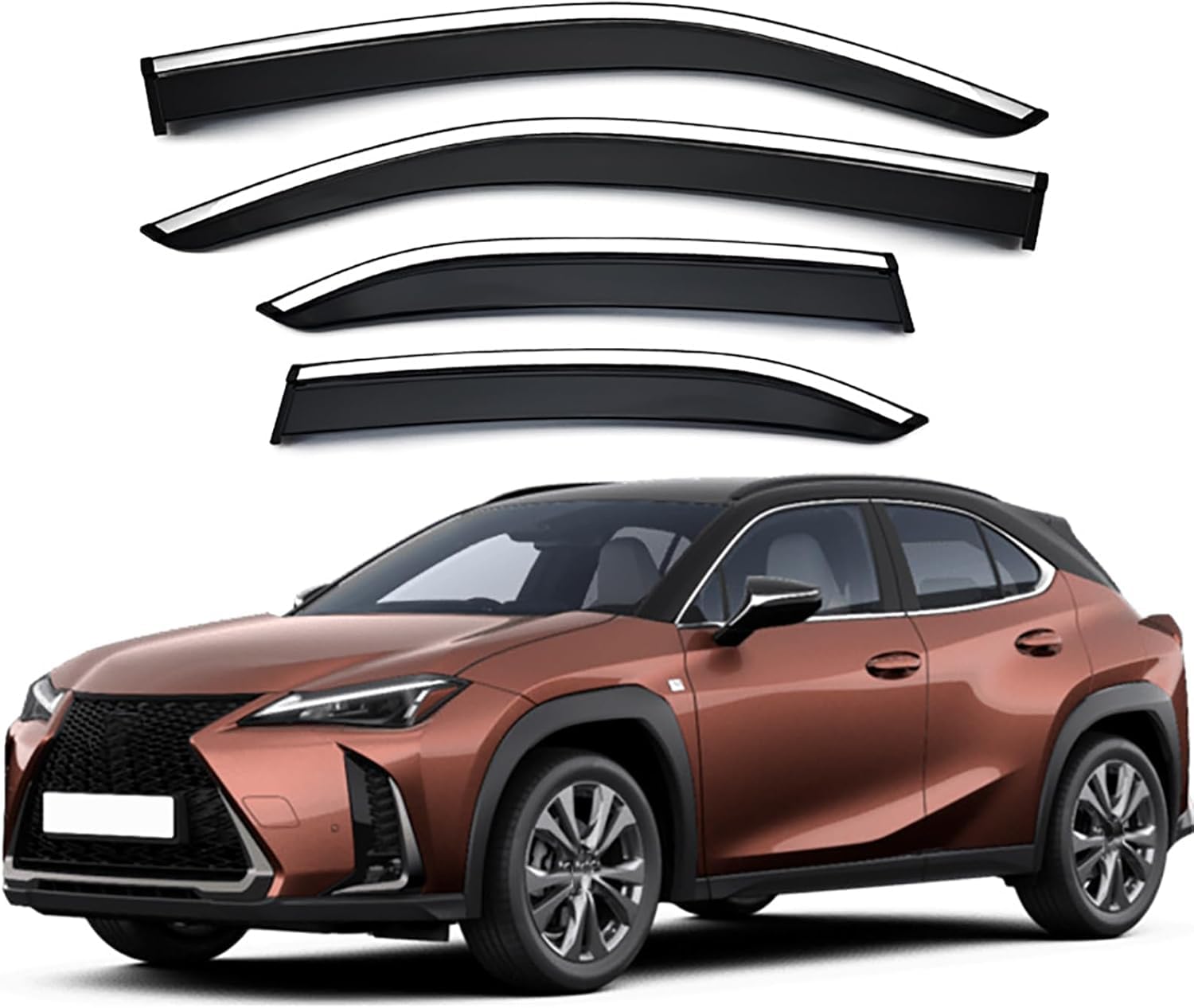 FengXH Window Deflectors for Lexus UX MK1-ZA10 2019+ - 4pc Smoke Tint, Waterproof, Noise Reducing.