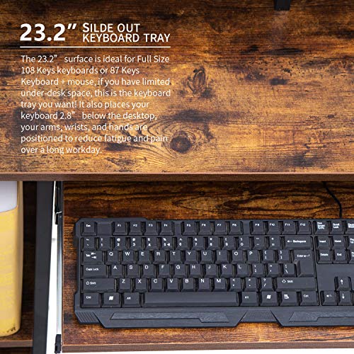 TOPSKY Computer Desk with Storage Shelves/23.2” Keyboard Tray/Monitor