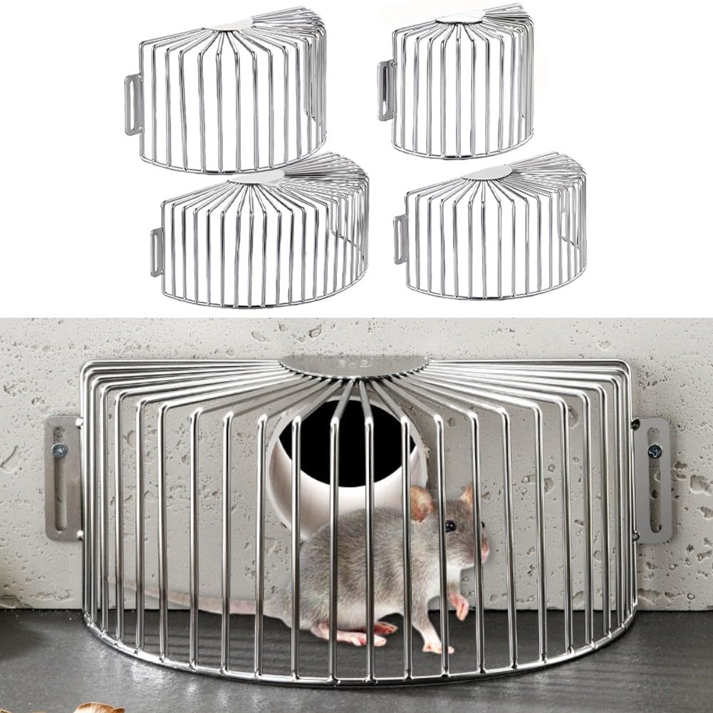 Durashmall Copertura per scarico a pavimento in acciaio inox 304, filtro per grondaia, filtro per scarico laterale, griglia di drenaggio angolare, anti-intasamento, a prova di roditori, per terrazze e