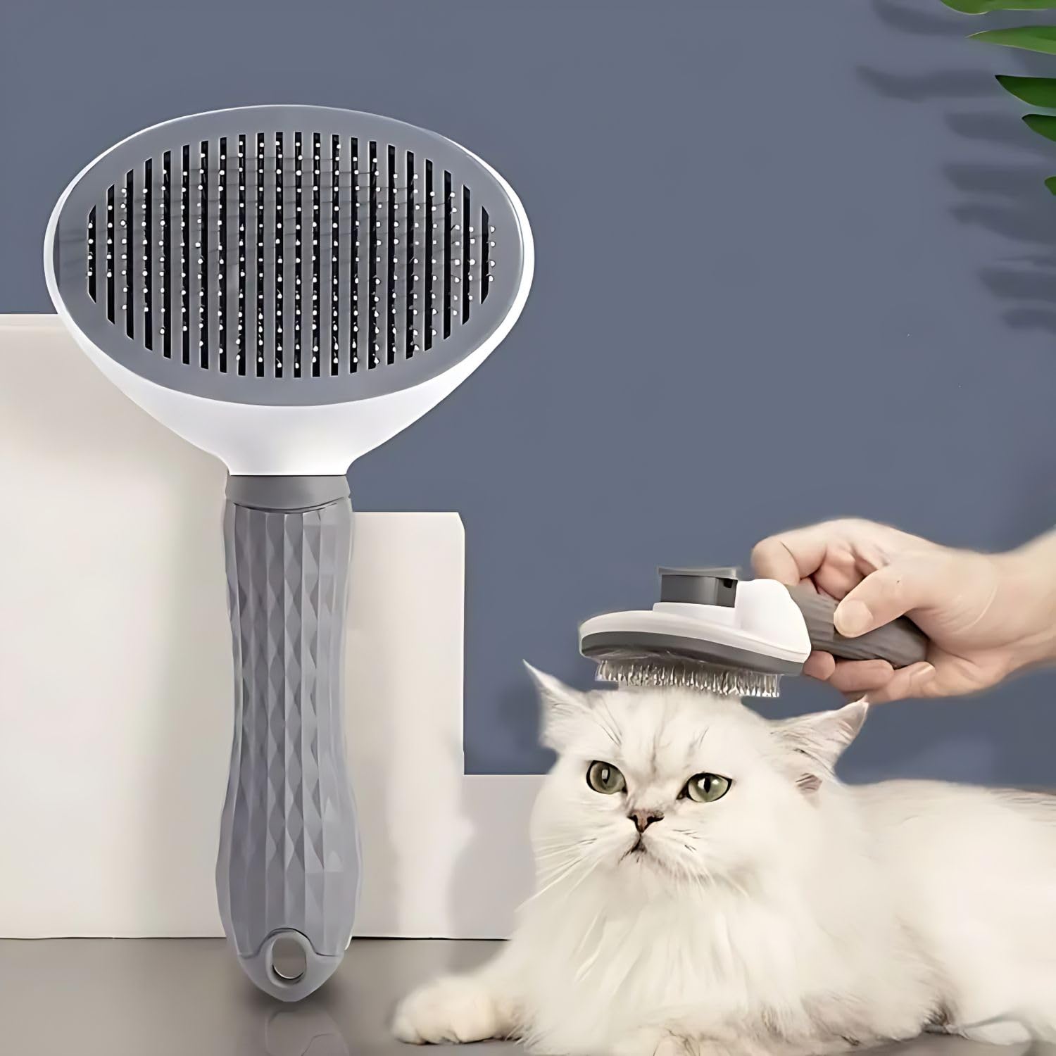 VAYINATO® Self-Cleaning Smooth Brush, Dog Cat Rabbit Pet Grooming Shedding Brush-Easy To Remove Loose Primer | One-Click Slicker Brush, Durable Hair Remover Comb by Petzlifeworld (Grey) (B0D796K39J) Amazon Price History, Amazon Price Tracker