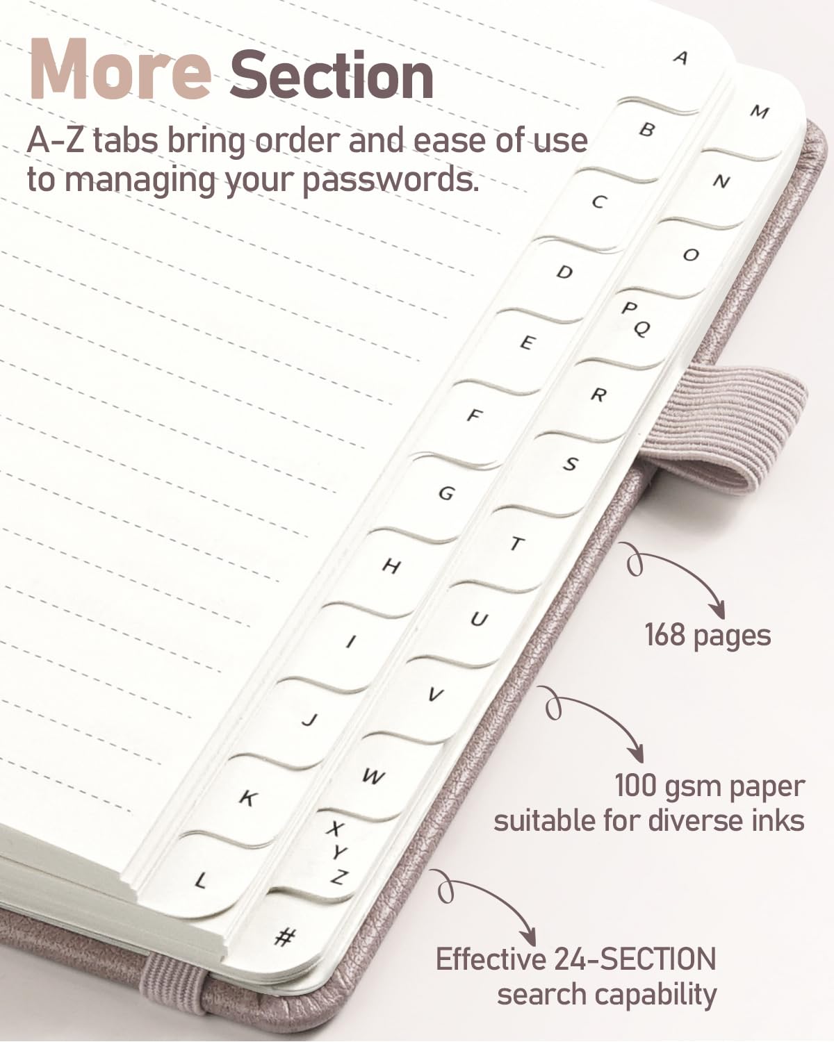 WEMATE Spiral Password Book with Alphabetical Tabs - Image 3