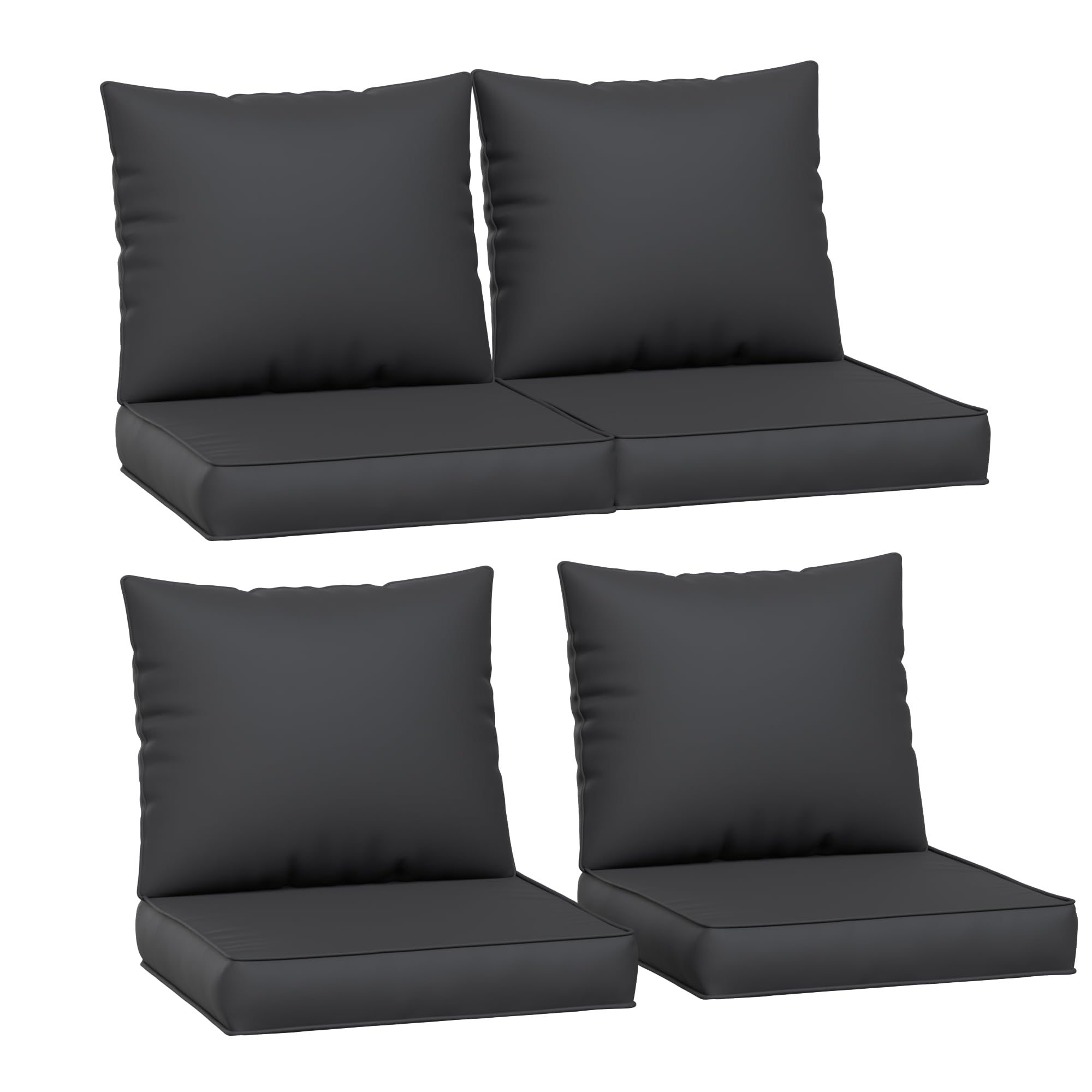 Amopatio Outdoor Chair Cushions 22.5"× 20.3" × 4", Set of 4 with Removable Cover, Waterproof & Fade Resistant seat Cushions for Patio Furniture, Black