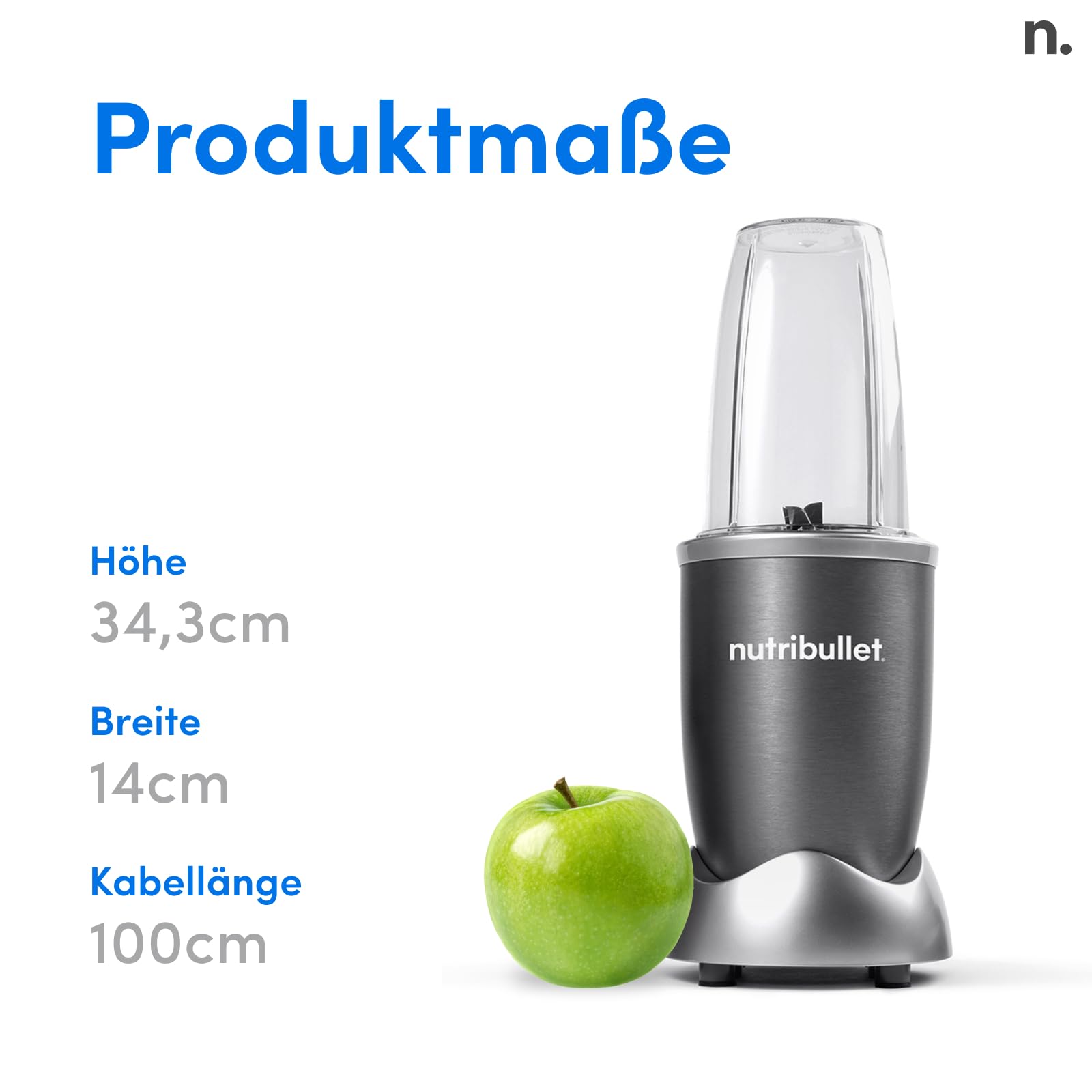 nutribullet Original, Elektrischer Mixer, Zerkleinerer, Smoothiemixer, Smoothie Maker, 600 W Leistung, Einfach und schnell in der Anwendung, Kompakt, Leicht zu reinigen, NB603DG