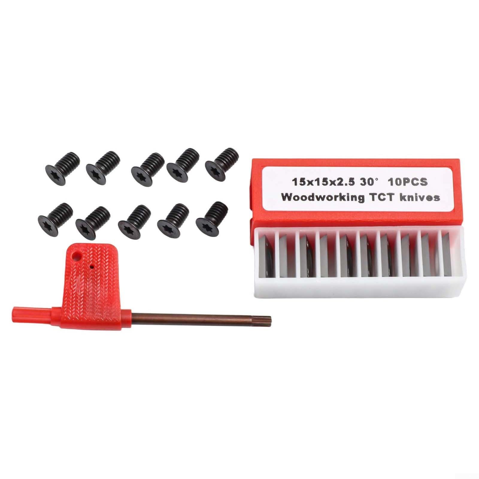 Plaquettes de coupe carrées en carbure de tungstène avec bord 4R0,5 pour tour à bois - 15 x 15 x 2,5 mm