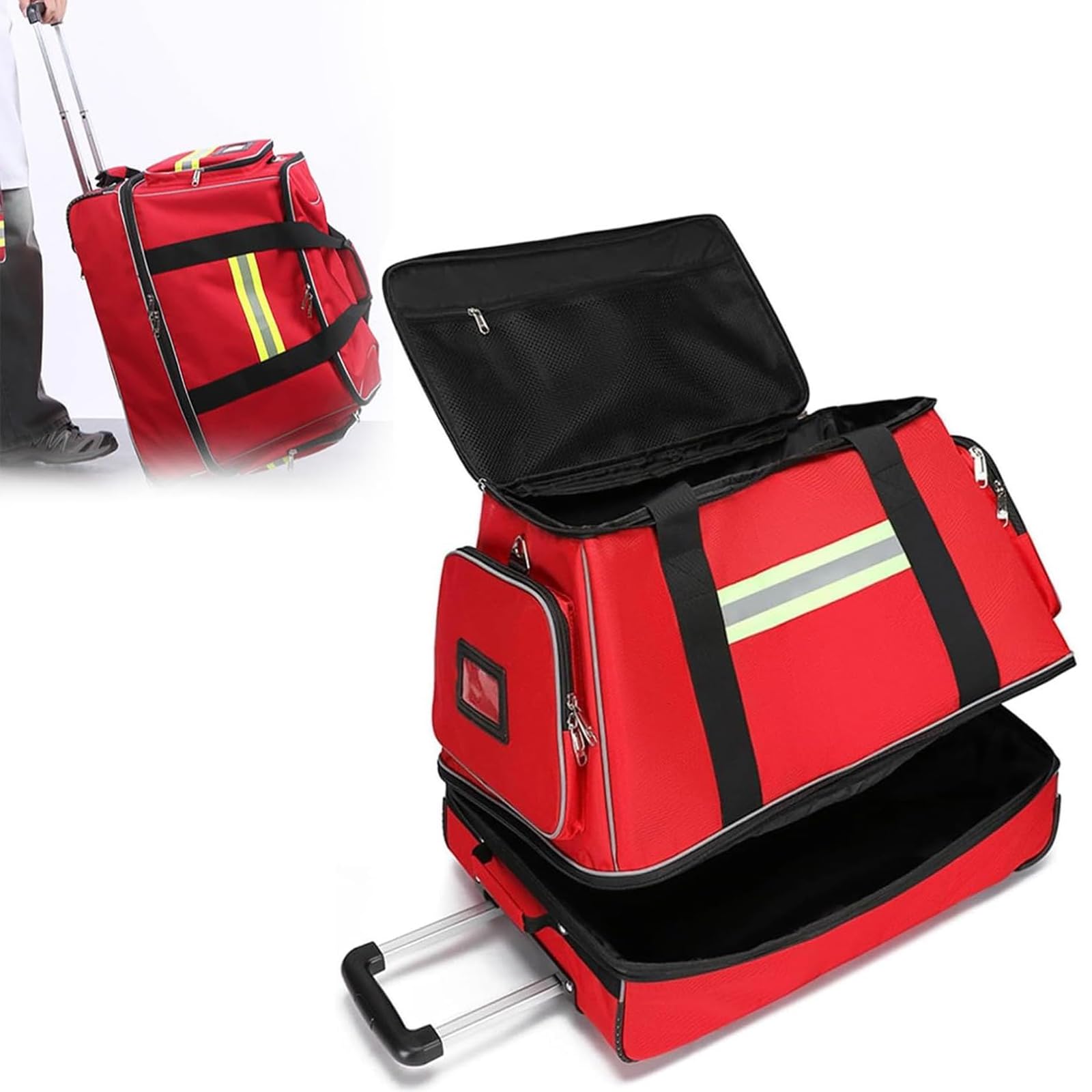 Mochila de gran capacidad para responder a traumas, mochila rodante con varilla telescópica, mochila profesional de primeros auxilios para viajes, camping, senderismo