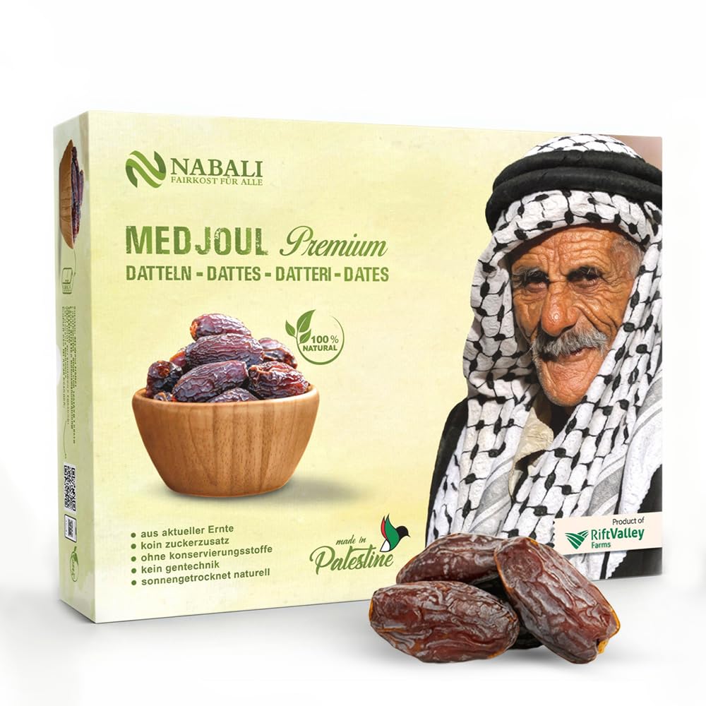 NABALI FAIRKOST Medjoul dátiles de Palestina - 100% natural aromático Tradicional Fresco & Oriental I sin conservantes I vegano I dátiles Medjoul jumbo (5 kg)