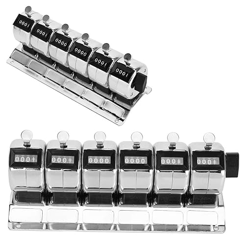 Miniatura 5 de Contador de contador,Contador mecánico Metal Manual Clicker 4 dígitos unidos 6 Unidades Acero Inoxidable Tally