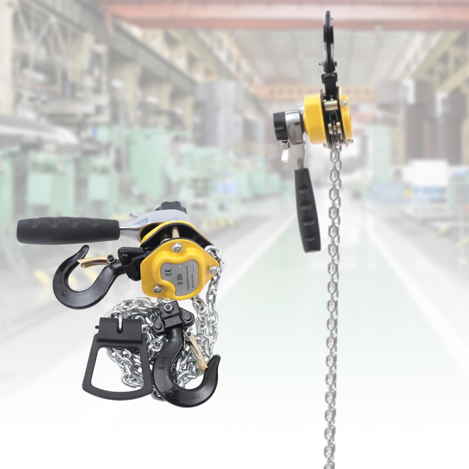 Mini Hebelzug 250 kg, Kettenzug Zugkraft 260N, Manueller Kettenzug mit 360° drehbarer, Flaschenzug 150m Hubhöhe, Haken Hebelkettenzug aus G80 Manganstahl, für Baustelle Garage oder Werkstat