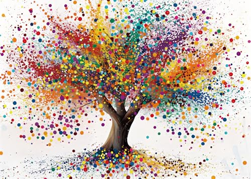 Puzzle Colorido Árbol de la Vida para Adultos 1000 Piezas, Rompecabezas de Árbol en Degradado Arcoíris, Arte Abstracto para Decoración del Hogar